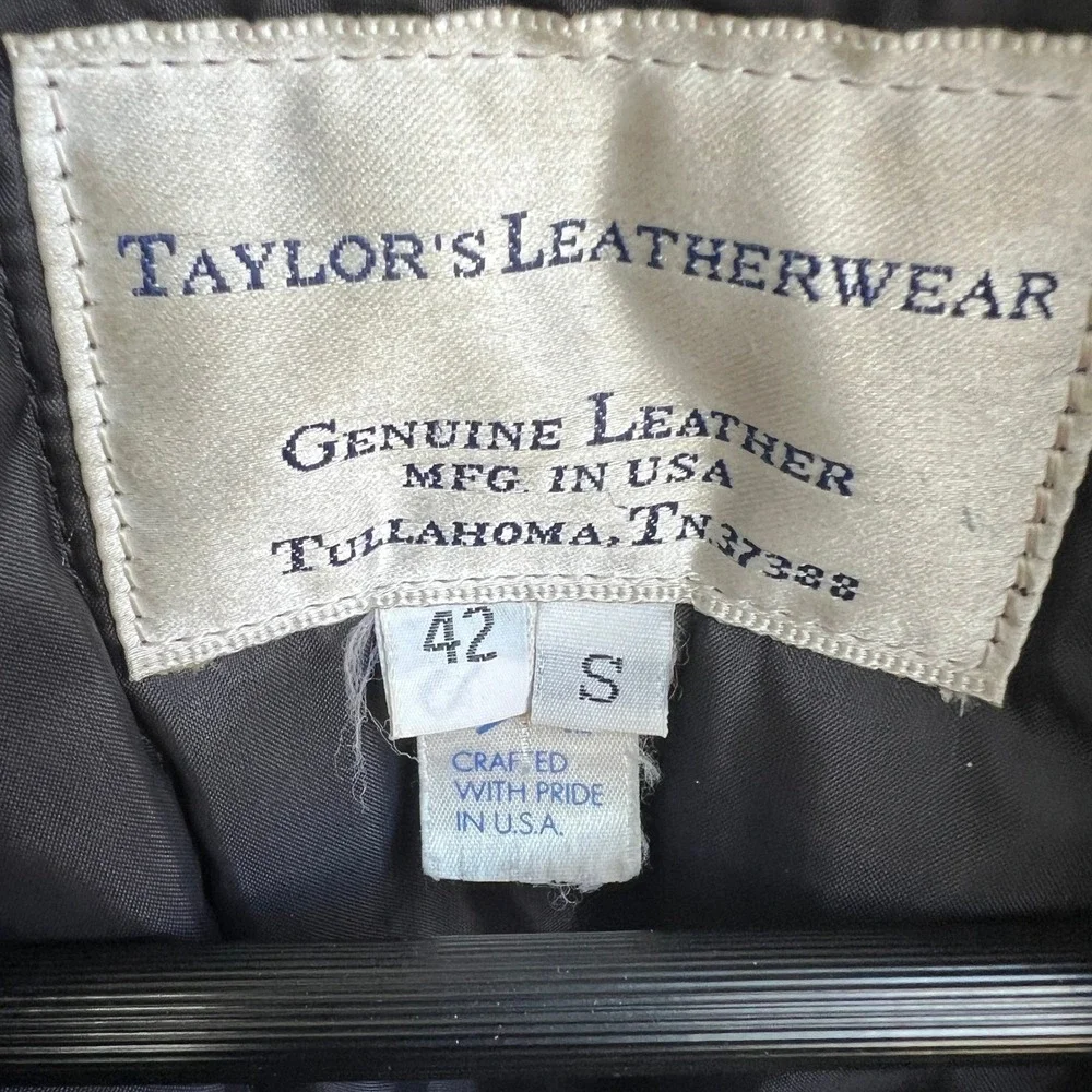 Taylors Leatherwear Mens Black Leather Police Jacket‎ Thinsulate Size 42 S USA